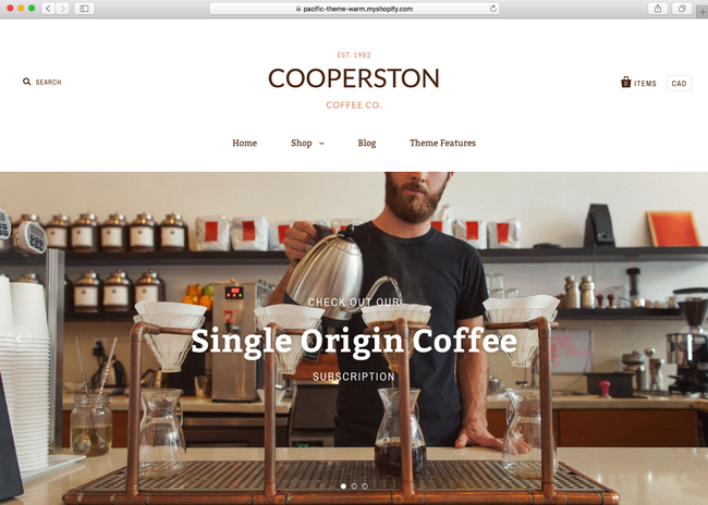 this is how your coffee shop looks like on a Shopify theme for your coffee shop