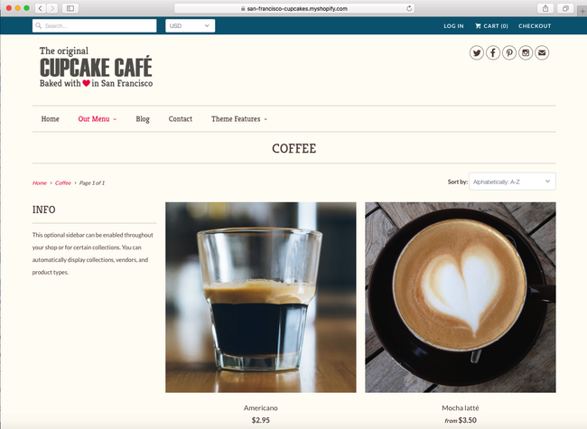 You can use Responsive to sell bakery, or other kinds of food and drinks
