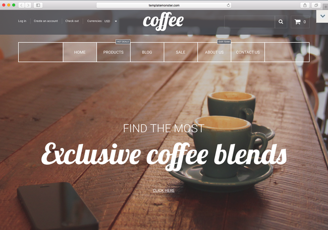 This is a niche shopify theme for coffee shop