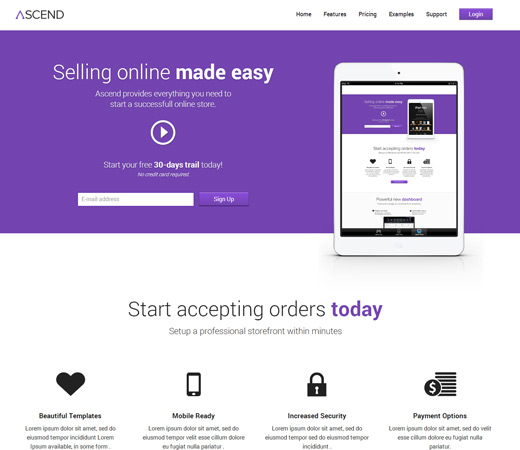 Ascend eCommerce Responsive Mobile Website Template