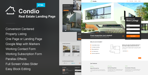 Condio - Real Estate One Page & Landing Page HTML
