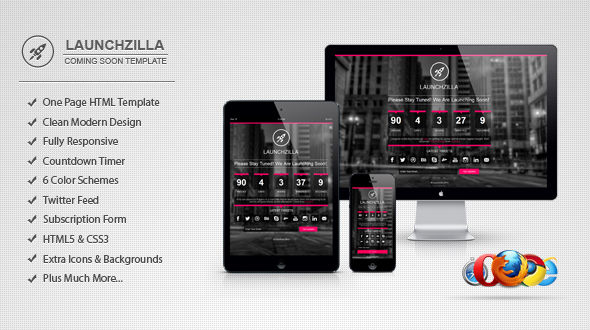 Launchzilla – Responsive Coming Soon HTML Template