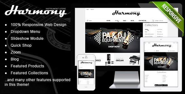 Responsive Shopify Theme - Instruments Design