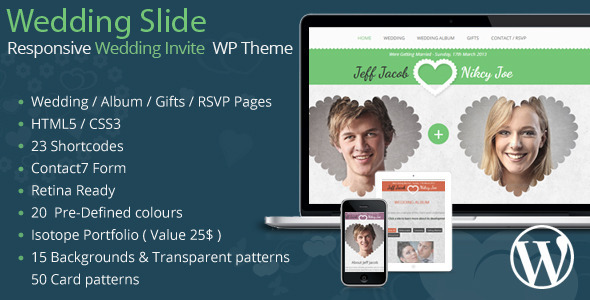 Wedding Slide Responsive Wedding Invite WordPress