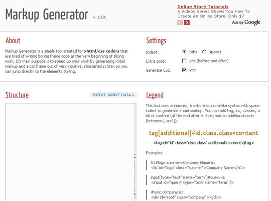 XHTML-CSS Markup Generator