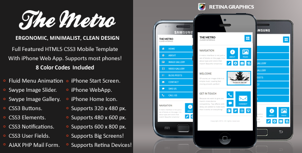 the metro mobile retina html5 css3 and iwebapp