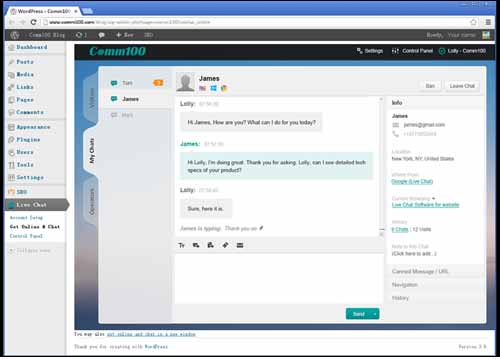 Comm100 Live Chat – Chat Plugin for WordPress