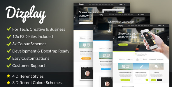 Dizplay - Single Page Web & App Showcase Template