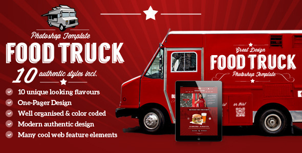 Food Truck & Restaurant 10 Styles - PSD Template