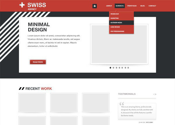 Swiss – Minimal PSD Website Template