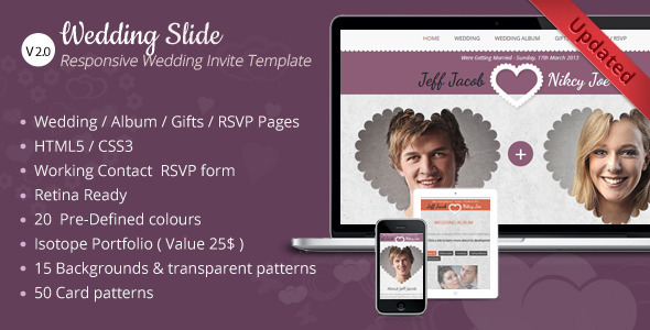 Wedding Slide Responsive Wedding Invite Template