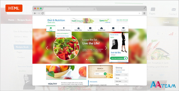 Diet & Nutrition Health Center - Responsive HTML5
