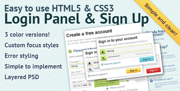 Easy to use HTML5 & CSS3 Login Panel