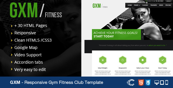GXM-Responsive Gym Fitness Club HTML Template
