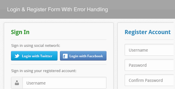Login & Register Form With Error Handling