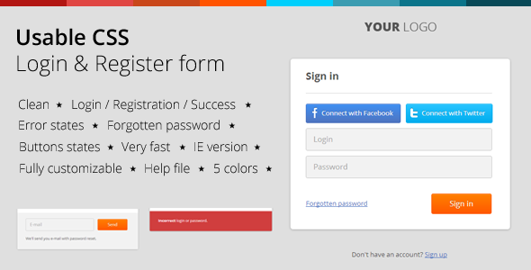 Usable CSS Login & Register Form
