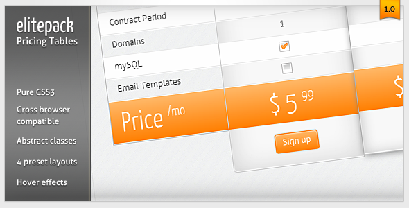 Elitepack Classic CSS3 Pricing Tables and Boxes