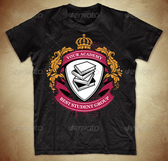 Grunge-T-shirt-Design-with-Classic-Academy-Symbols