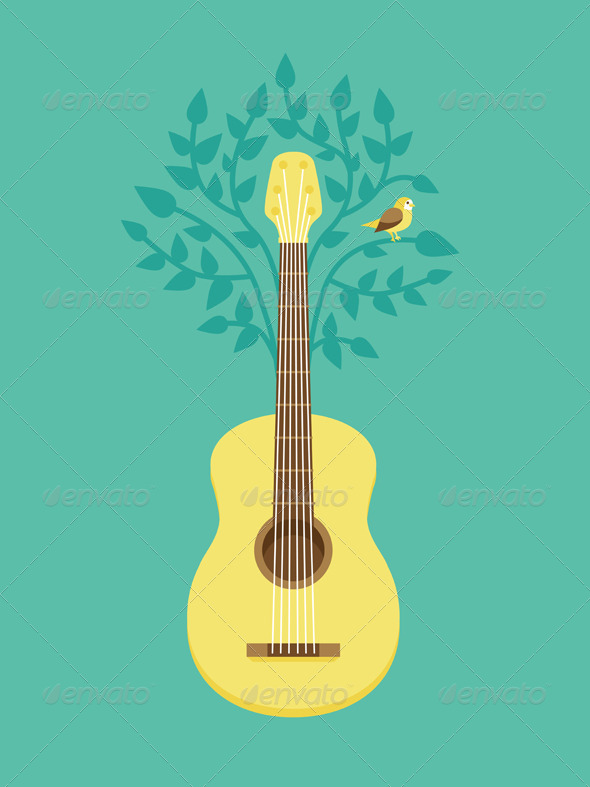 Vector Music Poster in Flat Retro Style