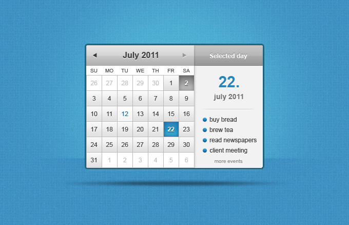 Calendar Widget PSD