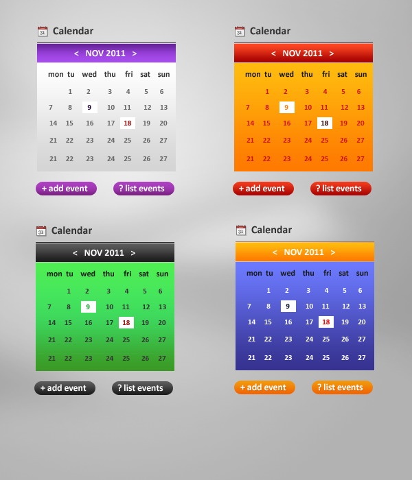 Cell phone calendars psd