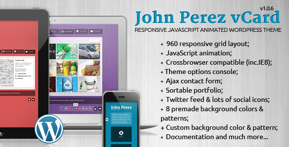 JP - Responsive JS Animated vCard WordPress Theme