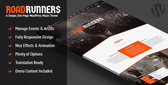 RoadRunners - A One-Page Music WordPress Theme