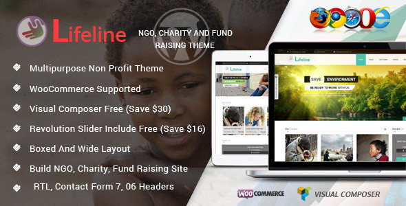Lifeline NGO Charity Fund Raising WordPress Theme