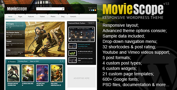 MovieScope - Responsive WordPress Portal Theme