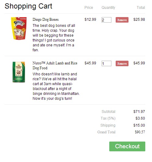 Responsive Shopping Cart