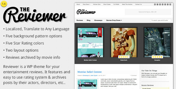 Reviewer - WP Theme for Entertainment Reviews