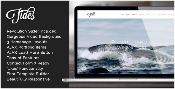 Tides - Fullscreen Video One-Page WordPress Theme