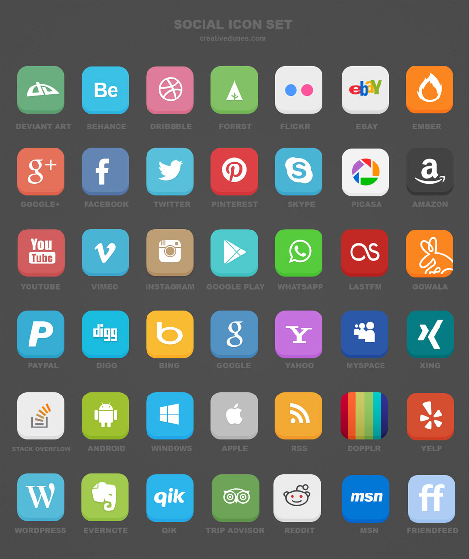 Free Flat Social Icon set
