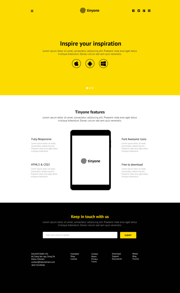 Tinyone - PSD One Page Template