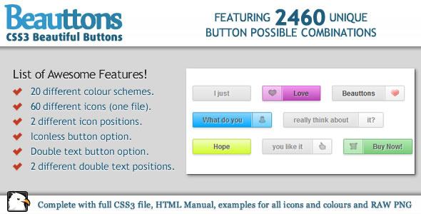 Beauttons - Beautiful CSS3 Buttons
