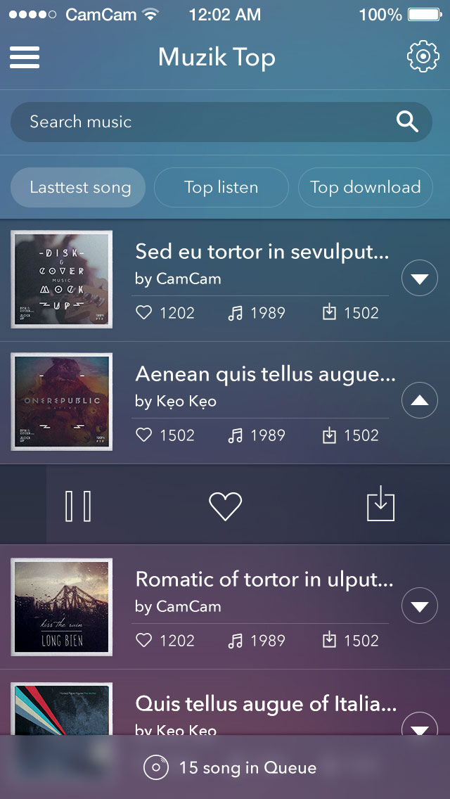 Flat-Music-App-UI-PSD