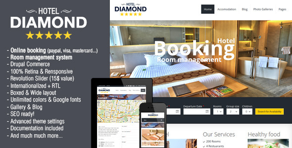 Hotel Diamond - Drupal Hotel Booking Theme