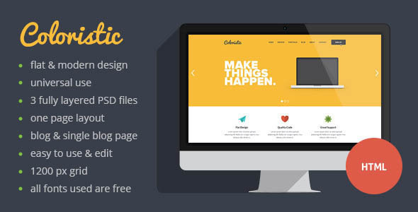 Coloristic - Flat OnePage Responsive Template
