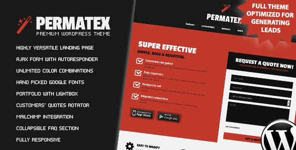 Permatex - Leads Generating WordPress Landing Page