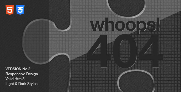 Custom 404 Error Page - Missing Jigsaw Piece