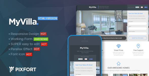 MyVilla - Real Estate HTML Landing Page