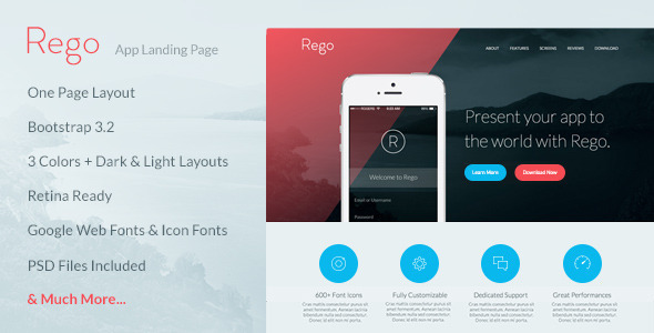 Rego - App Landing Page