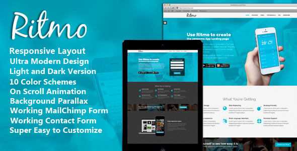 Ritmo - Mobile App Landing Page HTML5 Template