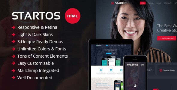 Startos - Responsive HTML5 Landing Page