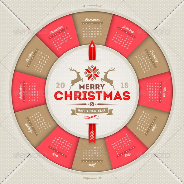 calendar-2015-with-christmas-type-design
