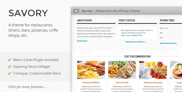 Savory - Responsive Restaurant WordPress Theme