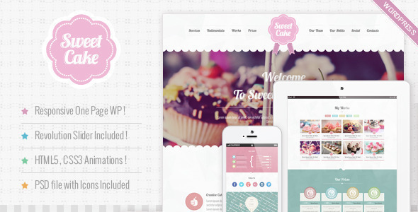 Sweet Cake - Responsive WordPress Theme