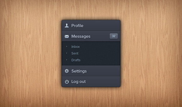 Vertical expandable menu PSD