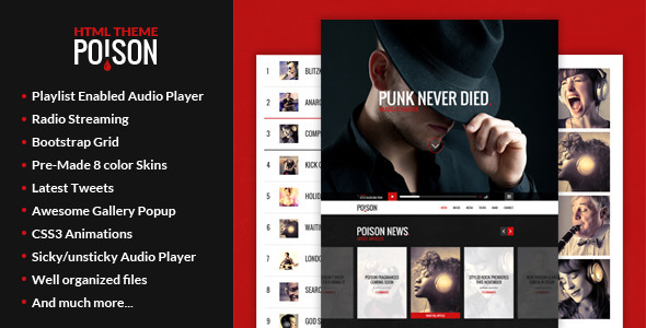 Poison - Music HTML One Page Template
