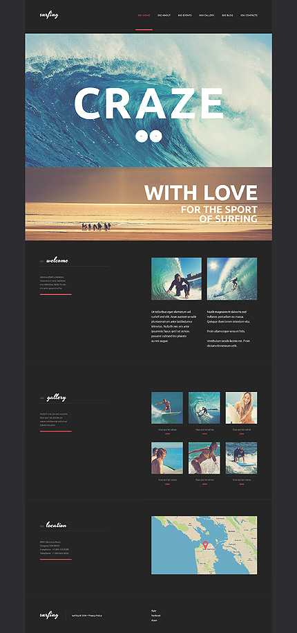 Surfing Club WordPress Theme